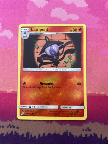 Pokemon Card Lampent Unified Minds Reverse Holo 29/236 Near Mint
