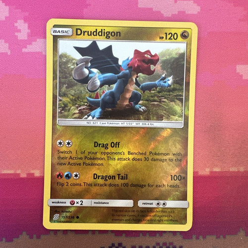 Pokemon Card Druddigon Unified Minds Reverse Holo 157/236 Near Mint