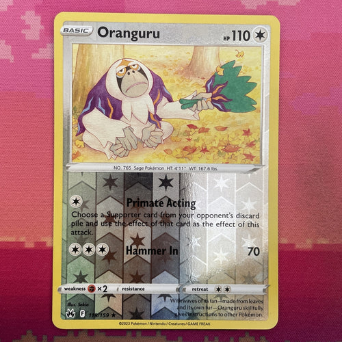 Pokemon Card Oranguru Crown Zenith Reverse Holo Rare 119/159 NM