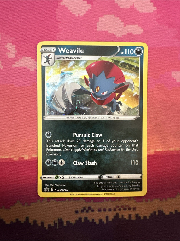 Pokemon Card Weavile SWSH246 Black Star Promo Cosmo Holo Near Mint