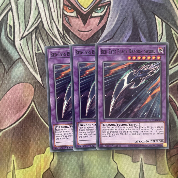 DLCS-EN063 x3 Red-Eyes Black Dragon Sword Common Excellent Condition Yugioh