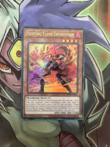 MZMI-EN001 Fighting Flame Swordsman Ultra Rare 1st Edition NM Yugioh Card