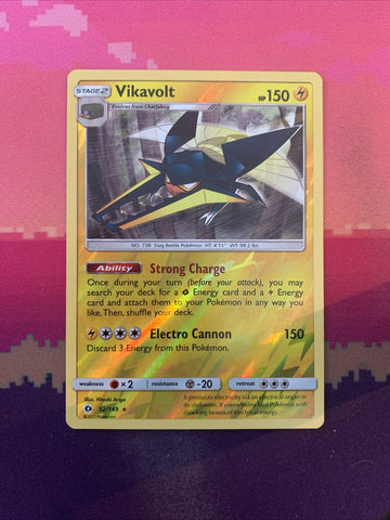 Pokemon Card Vikavolt Sun & Moon Reverse Holo Rare 52/149 Near Mint