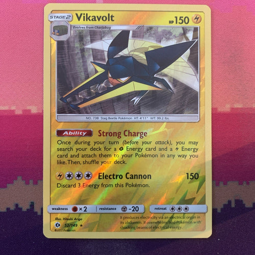 Pokemon Card Vikavolt Sun & Moon Reverse Holo Rare 52/149 Near Mint