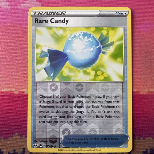 Pokemon Card Rare Candy Sword & Shield Reverse Holo 180/202 Near Mint