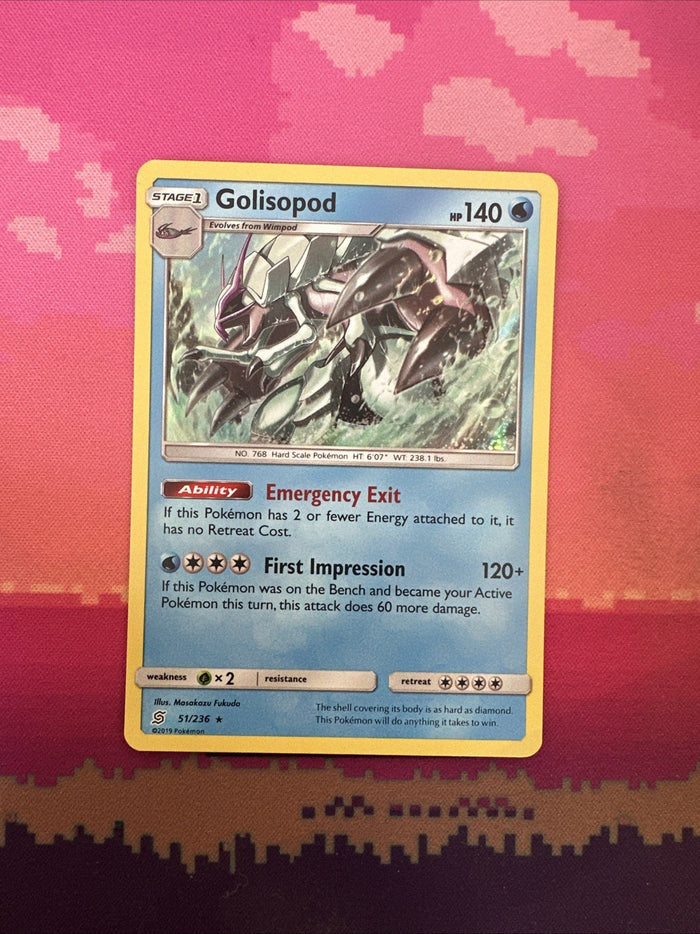 Pokemon Card Golisopod Unified Minds Holo Rare 51/236 NM