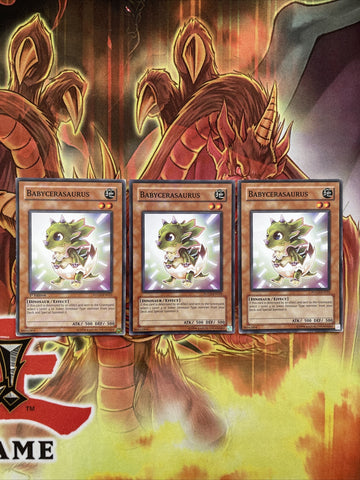 POTD-EN022 Babycerasaurus 3x Yugioh Common Excellent Condition x3