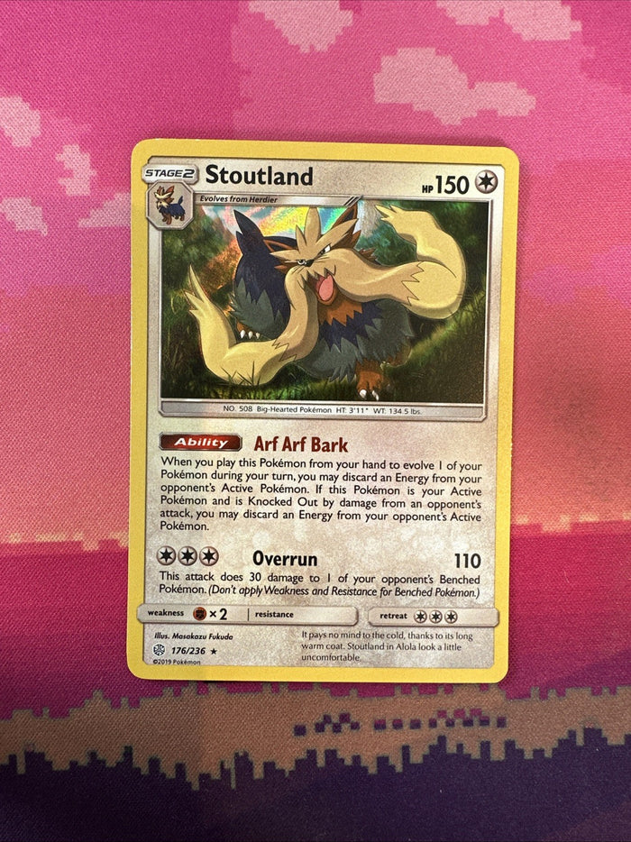 Pokemon Card Stoutland Cosmic Eclipse Holo Rare 176/236 Near Mint