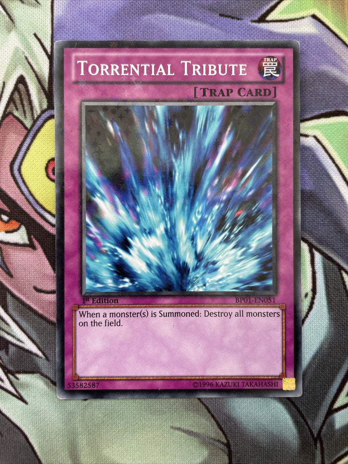BP01-EN051 Torrential Tribute Starfoil Rare 1st Edition Near Mi Condition Yugioh