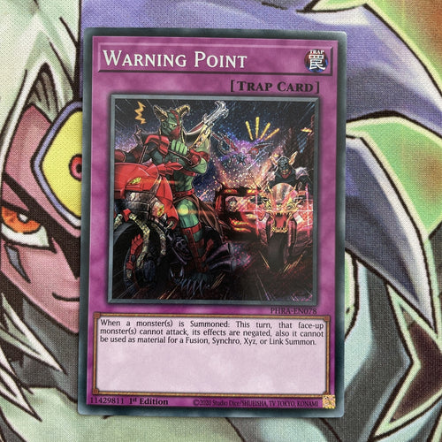 PHRA-EN078 Warning Point Secret Rare 1st Edition NM Yugioh Card