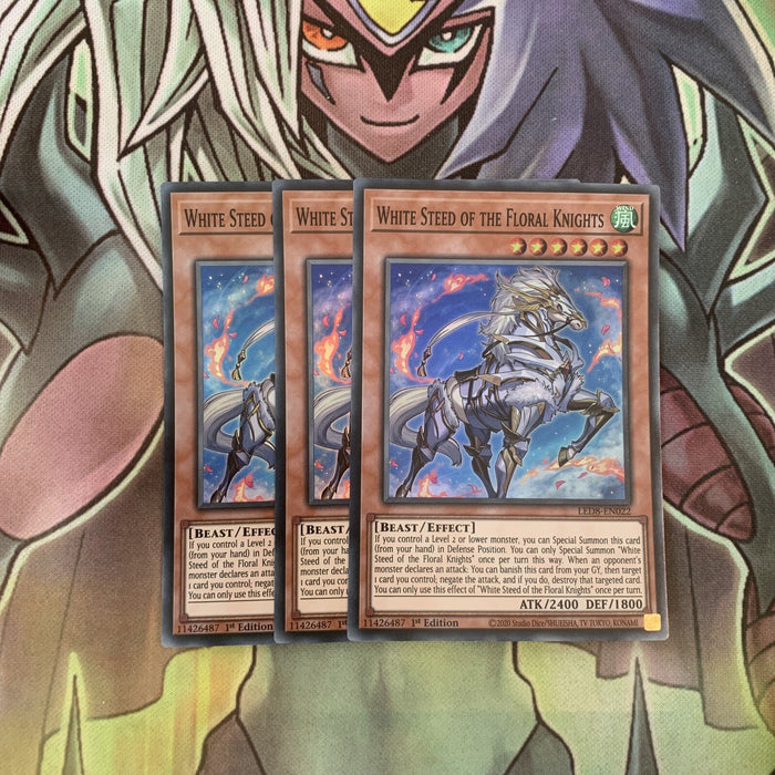 LED8-EN022 x3 White Steed of the Floral Knights Super Excellent Condition Yugioh