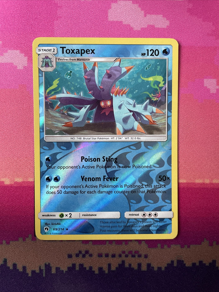 Pokemon Card Toxapex Lost Thunder Reverse Holo Rare 69/214 Near Mint