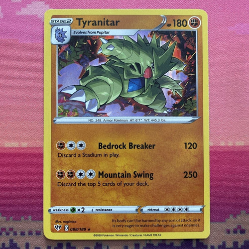 Pokemon Card Tyrantiar Darkness Ablaze Holo Rare 088/189 NM