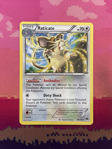 Pokemon Card Raticate Breakpoint Rare 88/122 Near Mint