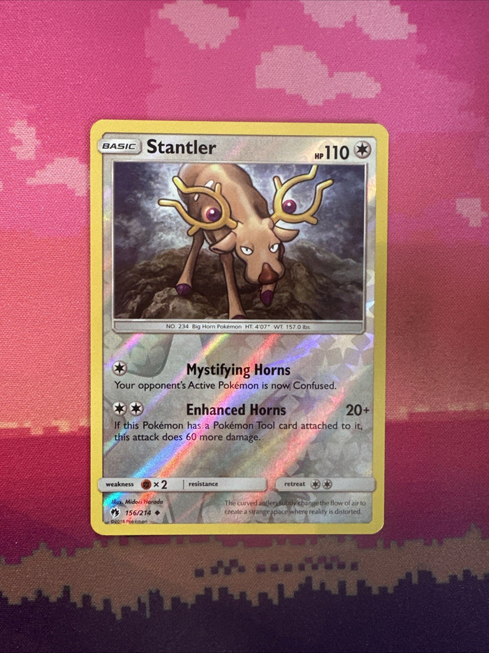 Pokemon Card Stantler Lost Thunder Reverse Holo 156/214 Near Mint
