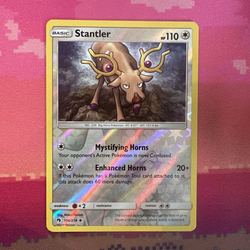 Pokemon Card Stantler Lost Thunder Reverse Holo 156/214 Near Mint
