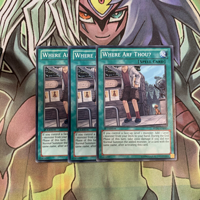 REDU-EN062 x3 Where Arf Thou? Common Excellent Condition Yugioh