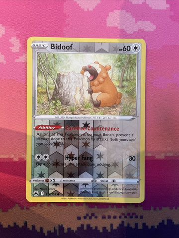 Pokemon Card Bidoof Crown Zenith Reverse Holo 111/159 Near Mint