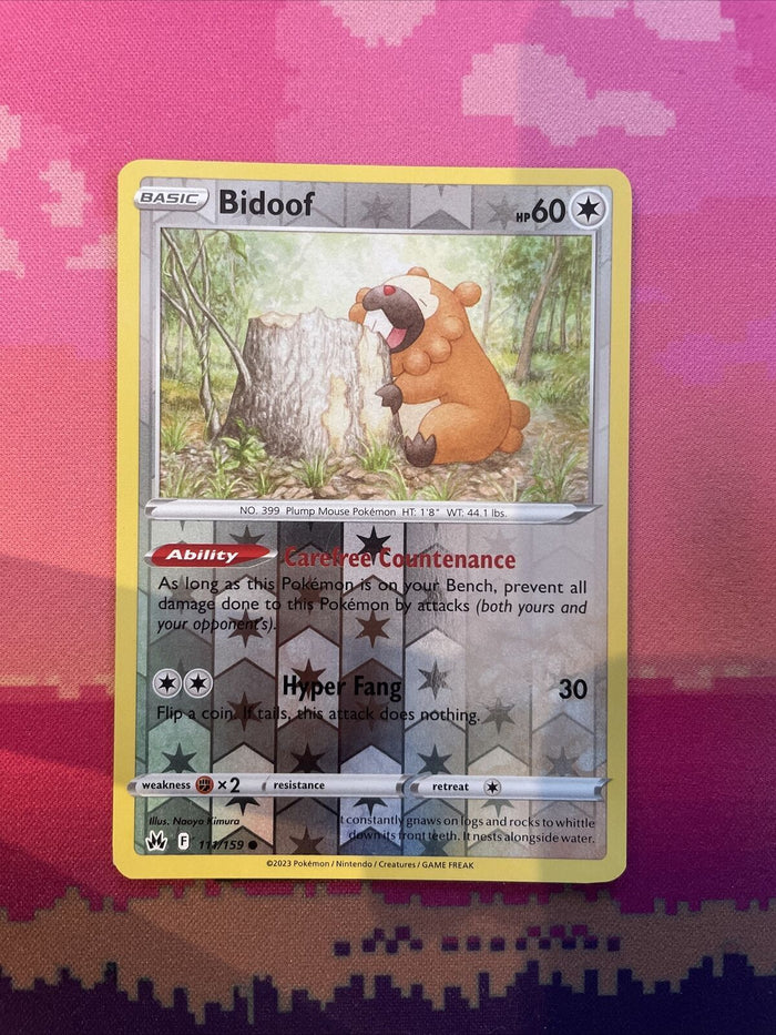Pokemon Card Bidoof Crown Zenith Reverse Holo 111/159 Near Mint