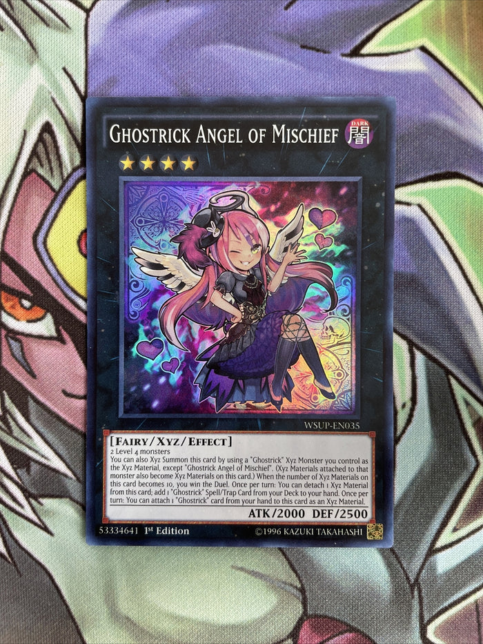 WSUP-EN035 Ghostrick Angel Of Mischief Super Rare 1st Edition NM Yugioh Card