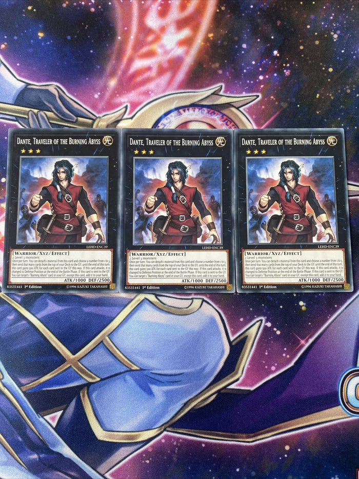 LEHD-ENC39 x3 Dante, Traveler Of The Burning Abyss Yugioh Playset