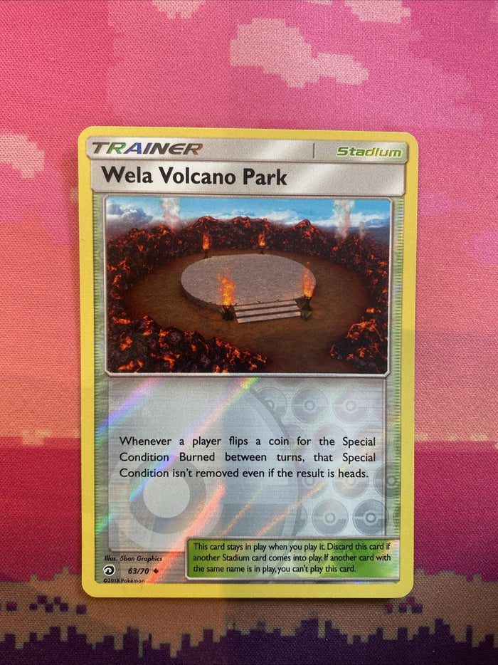 Pokemon Card Wela Volcano Park Dragon Majesty Reverse Holo 63/70 Near Mint