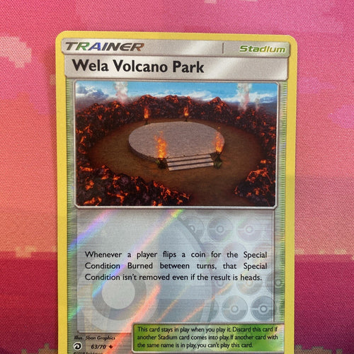 Pokemon Card Wela Volcano Park Dragon Majesty Reverse Holo 63/70 Near Mint