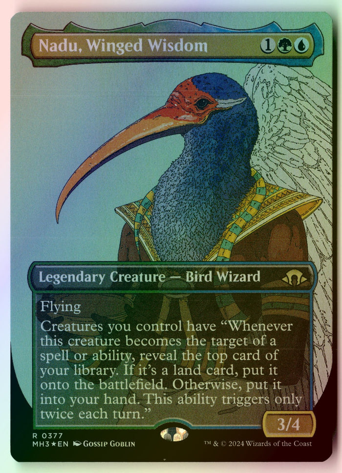 MTG Nadu, Winged Wisdom (Borderless) FOIL Modern Horizons 3 Magic The Gathering