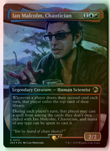 MTG Ian Malcolm, Chaotician (Borderless) FOIL Jurassic World Collection
