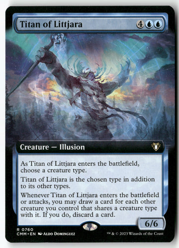 MTG Titan of Littjara (Extended Art) Commander Masters LP Magic The Gathering