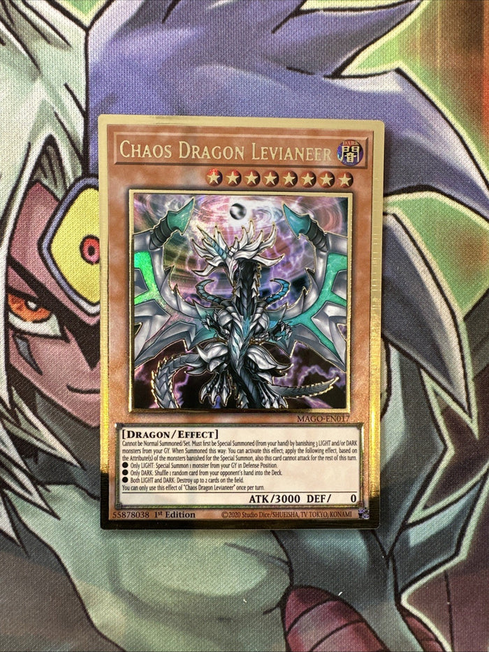 MAGO-EN017 Chaos Dragon Levianeer Premium Gold Rare 1st Edition NM Yugioh Card
