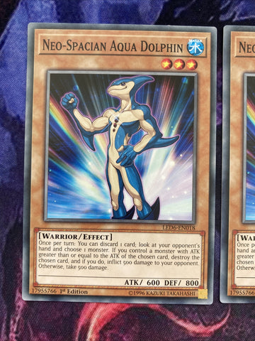 LED6-EN018 Yugioh 3x Neo-Spacian Aqua Dolphin |Common Near mint Mixed Ed (back)