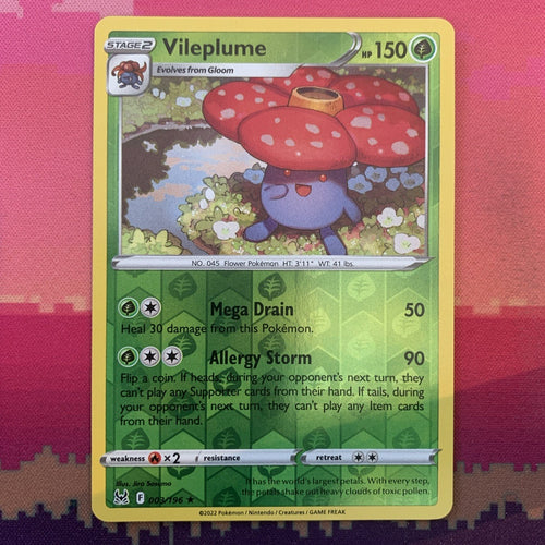 Pokemon Card Vileplume Lost Origin Reverse Holo Rare 003/196 Near Mint