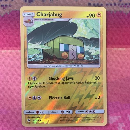 Pokemon Card Charjabug Sun & Moon Reverse Holo 51/149 Near Mint