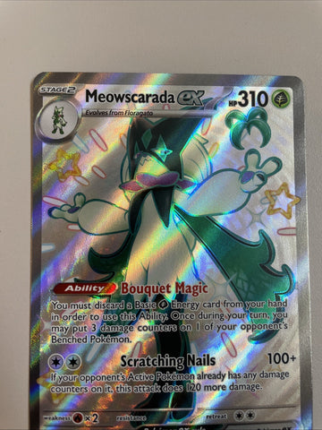Meowscarada ex SVP078 Paldean Fates Holo Rare Promo Pokemon Card * New * (back)