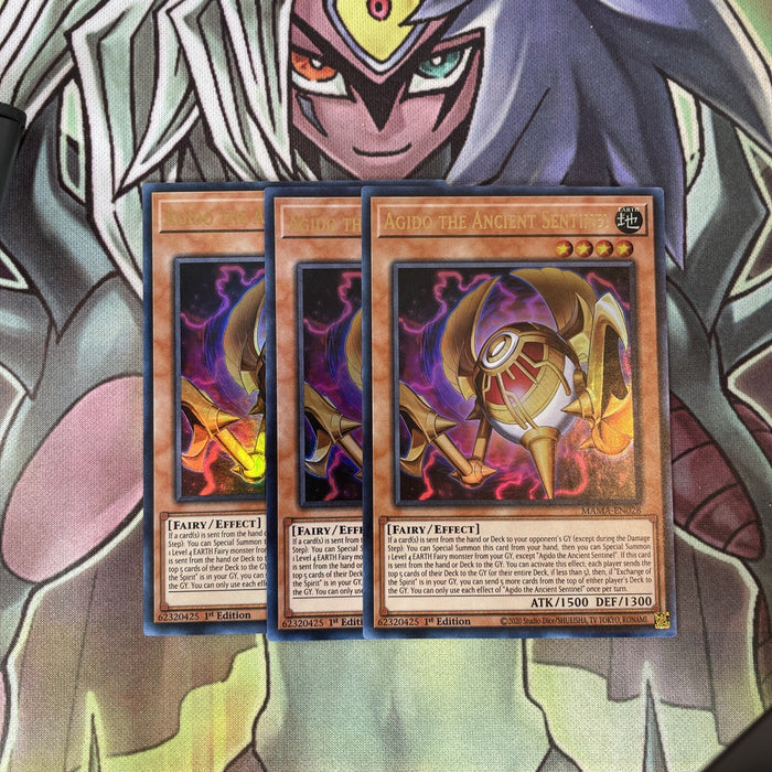 MAMA-EN028 x3 Agido the Ancient Sentinel Ultra Rare Excellent Condition Yugioh