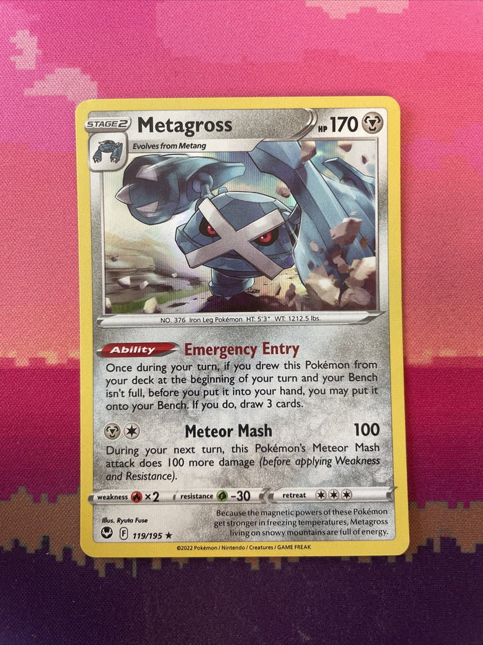 Pokemon Card Metagross Silver Tempest Holo Rare 119/195 Near Mint