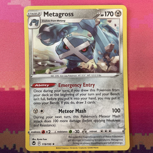 Pokemon Card Metagross Silver Tempest Holo Rare 119/195 Near Mint