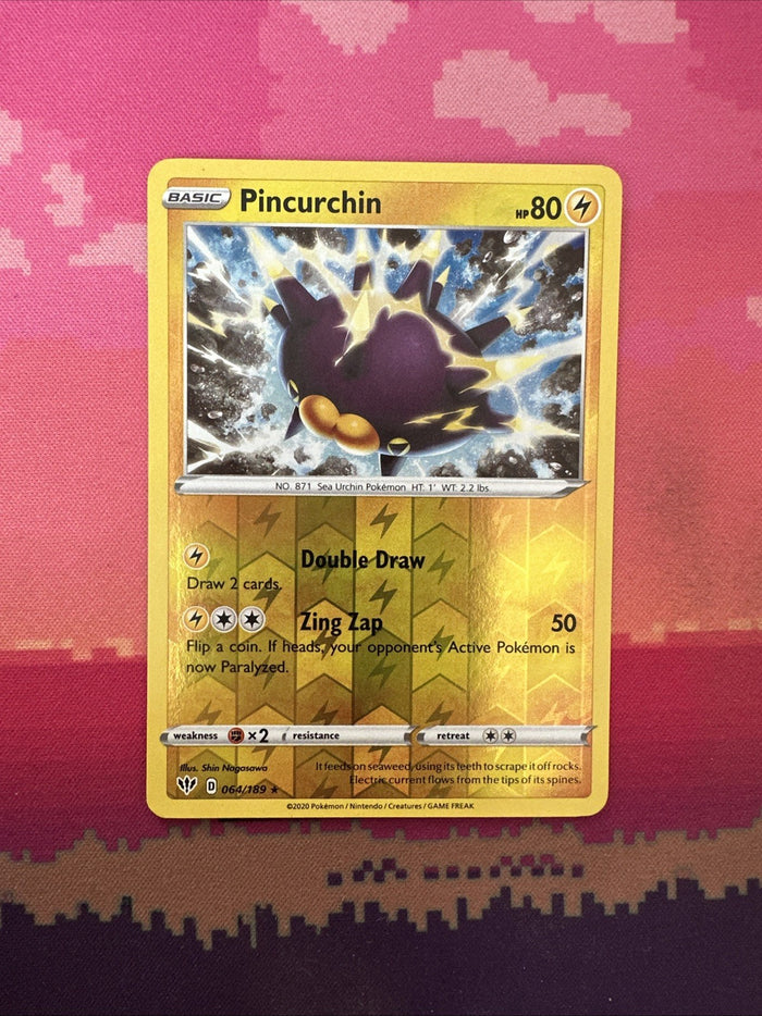 Pokemon Card Pincurchin Darkness Ablaze Reverse Holo Rare 064/189 Near Mint