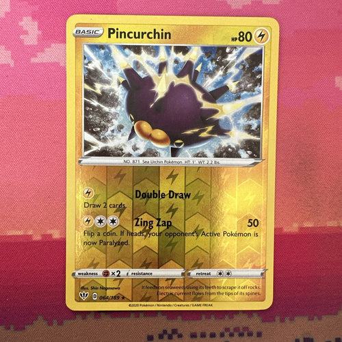 Pokemon Card Pincurchin Darkness Ablaze Reverse Holo Rare 064/189 Near Mint