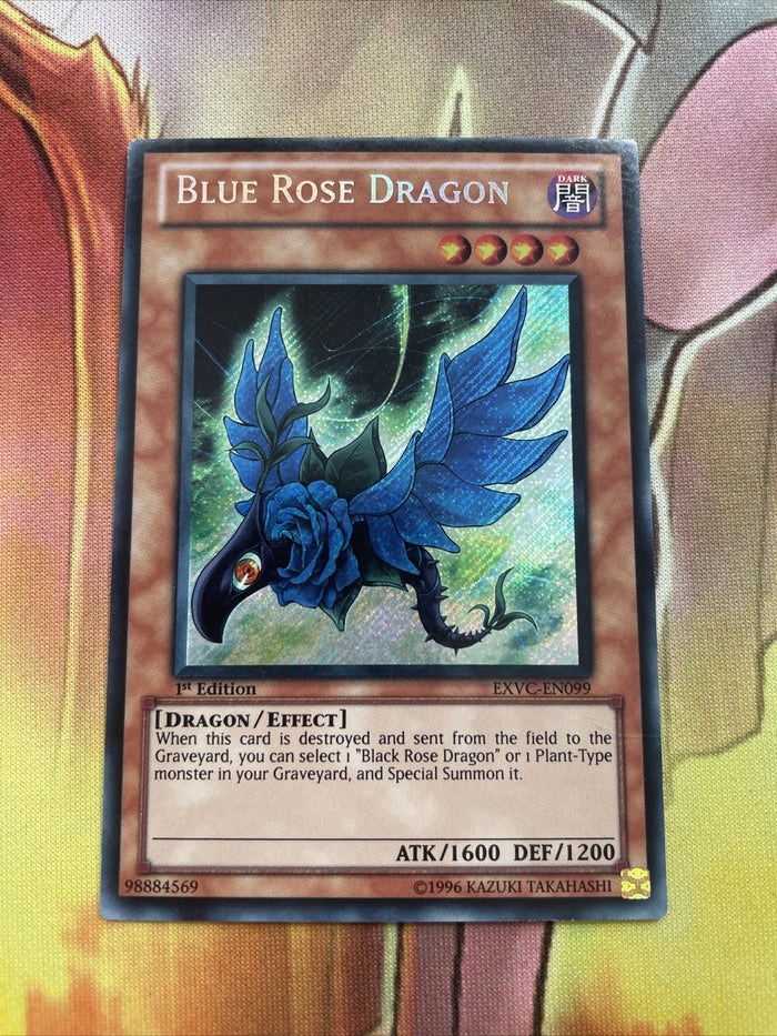EXVC-EN099 Blue Rose Dragon Secret Rare 1st Ed YuGiOh LP see pics minor crease