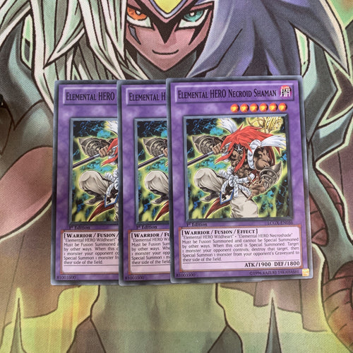LCGX-EN056 x3 Elemental HERO Necroid Shaman Common Excellent Condition Yugioh