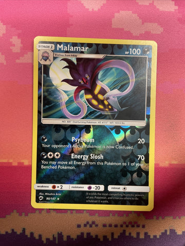 Pokemon Card Malamar Burning Shadows Reverse Holo Rare 90/147 Near Mint