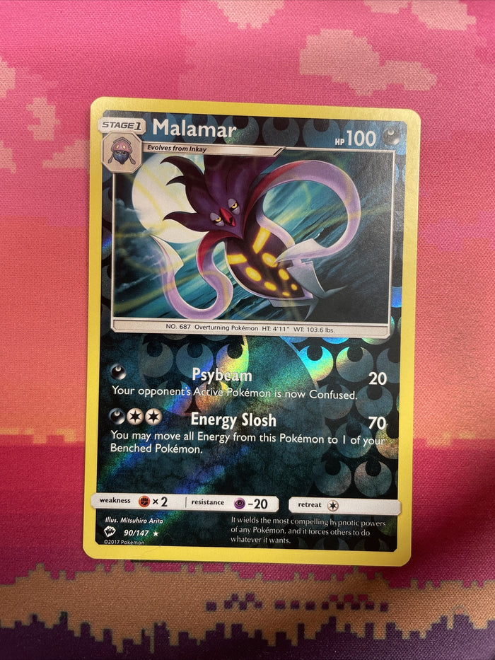 Pokemon Card Malamar Burning Shadows Reverse Holo Rare 90/147 Near Mint