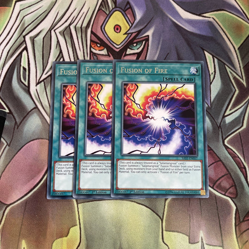 SAST-EN057 x3 Fusion of Fire Rare Excellent Conditon Yugioh