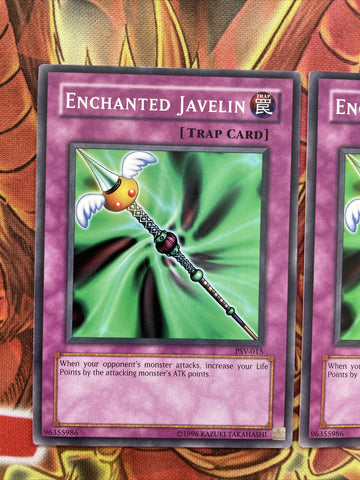 PSV-015 YuGiOh: x3 Enchanted Javelin- Common - unl edition - very good (back)