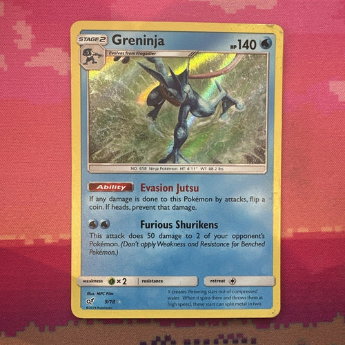 Pokemon Card Greninja Detective Pikachu Holo Rare 9/18 Near Mint