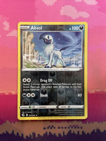 Pokemon Card Absol Fusion Strike Reverse Holo Rare 164/264 Near Mint