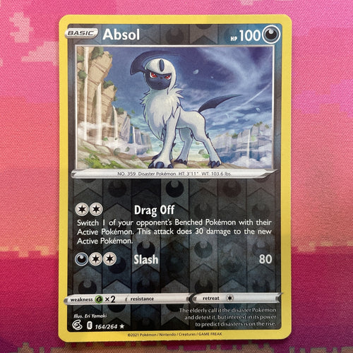 Pokemon Card Absol Fusion Strike Reverse Holo Rare 164/264 Near Mint