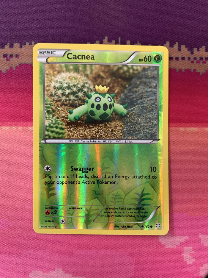 Pokemon Card Cacnea Breakthrough Reverse Holo 4/162 Near Mint